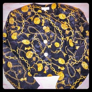 ANN TAYLOR STUDIO, Black/Gold Cropped Jacket